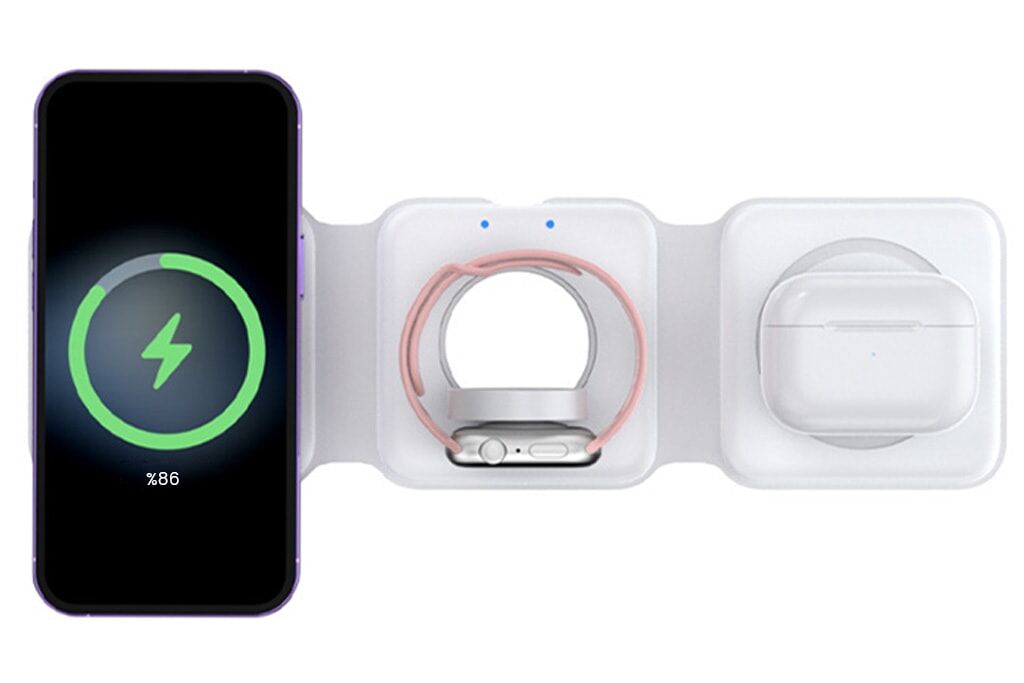 Katlanabilir Manyetik Çoklu Kablosuz Şarj Standı